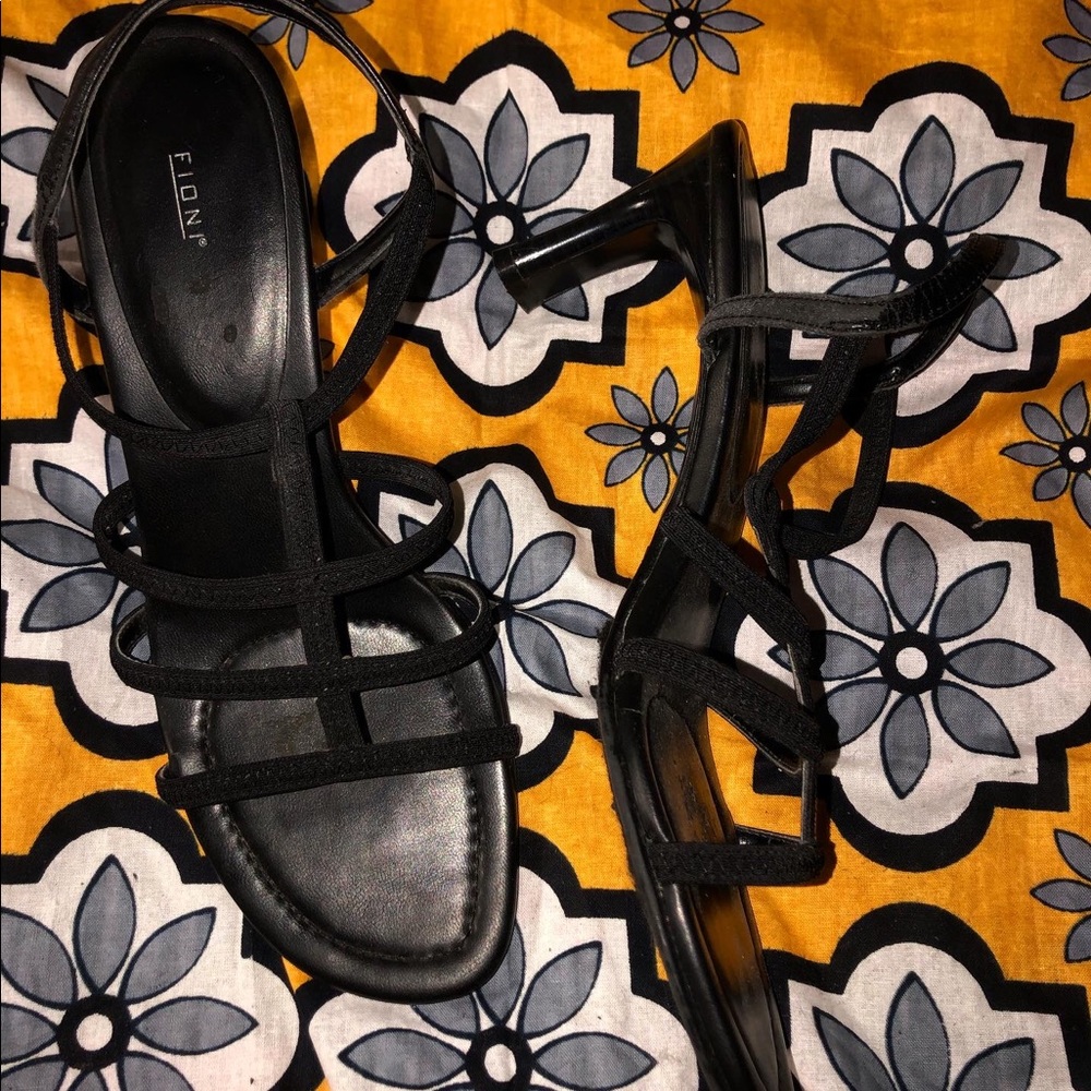 Fioni Black Strappy Heels